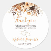 Fall Rustikale Braun und Elfenbeinküste Rose Hochz Runder Aufkleber (Vorderseite)