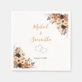 Fall Rustikale Braun und Elfenbeinküste Rose Hochz Serviette (Vorderseite)