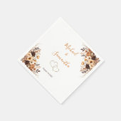 Fall Rustikale Braun und Elfenbeinküste Rose Hochz Serviette (Ecke)