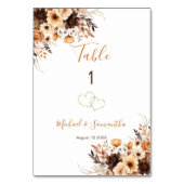 Fall Rustikale Braun und Elfenbeinküste Rose Hochz Tischnummer (Rückseite)