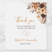 Fall Rustikale Braun und Elfenbeinküste Rose Hochz Weinetikett (Einzelnes Label)