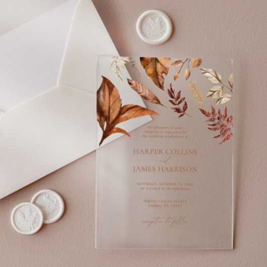 Fall Rustikale Hochzeit Terracotta Acryleinladungen