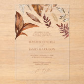 Fall Rustikale Hochzeit Terracotta Acryleinladungen (Vorderseite)