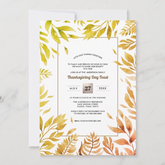 Fall Rustikale Landschaft | Fall Foliage Erntedank Einladung (Vorderseite)