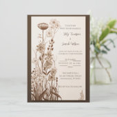 Fall Rustikale Wildblume Einladung Hochzeit (Stehend Vorderseite)