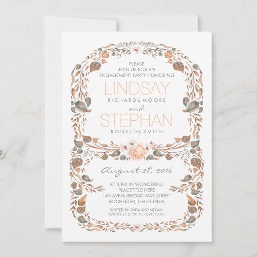 Fall Rustikale Woodland Vintage Engagement Partei Einladung (Vorderseite)