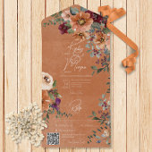 Fall Rustikaler Rost & Wein Blumenrost QR-Code All In One Einladung