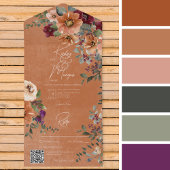 Fall Rustikaler Rost & Wein Blumenrost QR-Code All In One Einladung