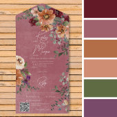 Fall Rustikaler Rost & Wein Weinflora QR-Code All In One Einladung