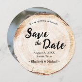 Fall Rustikaler Save the Date Holzhintergrund Einladung (Vorne/Hinten)