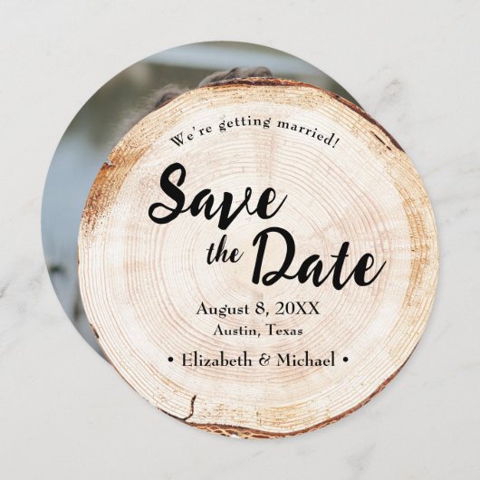 Fall Rustikaler Save the Date Holzhintergrund Einladung (Vorne/Hinten)