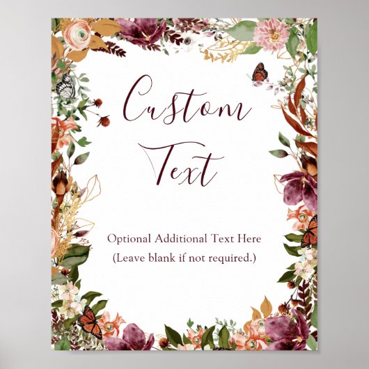 Fall Rustikales botanisches Brautparty Zeichen Poster (Vorne)
