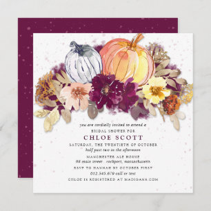 Fall Rustikales Burgundy Floral Pumpkin Brautparty Einladung