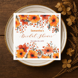 Fall Rustikales Orange Floral Berry Brautparty Serviette