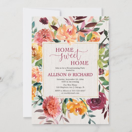 Fall rustikales Watercolors Housewarming-mit Einladung (Vorderseite)