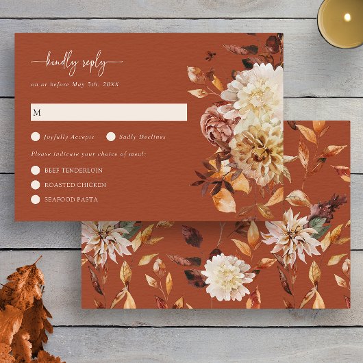 Fall Rustische Blätter Terracotta RSVP Karte