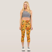Fall Saison Halloween Pumpkins Muster Capri Leggings (Vorderseite)