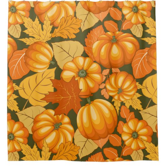 Fall Saison Halloween Pumpkins Muster Duschvorhang (Vorderseite)