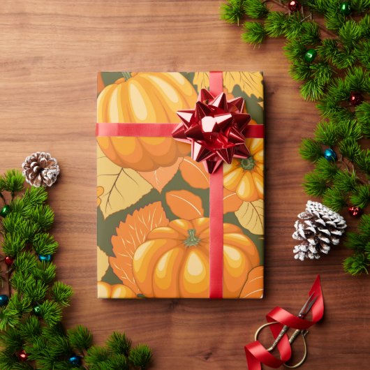 Fall Saison Halloween Pumpkins Muster Geschenkpapier (Feiertagsgeschenk)