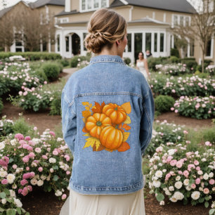 Fall Saison Halloween Pumpkins Muster Jeansjacke