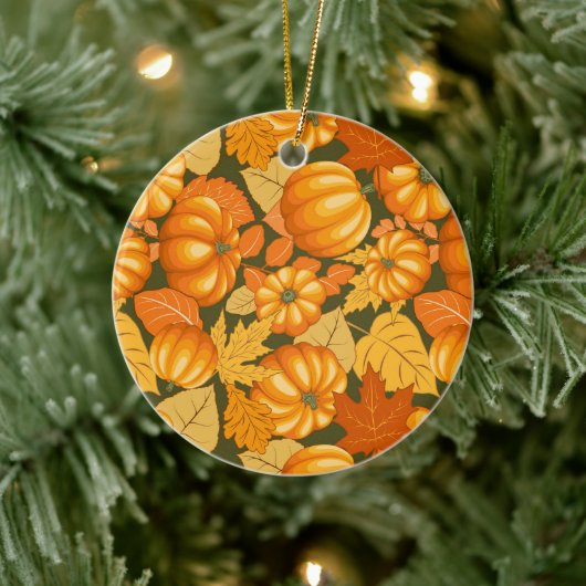 Fall Saison Halloween Pumpkins Muster Keramik Ornament (Baum)