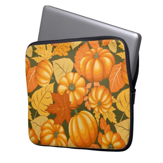 Fall Saison Halloween Pumpkins Muster Laptopschutzhülle (Vorderseite Links)