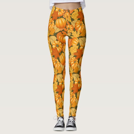 Fall Saison Halloween Pumpkins Muster Leggings (Vorderseite)