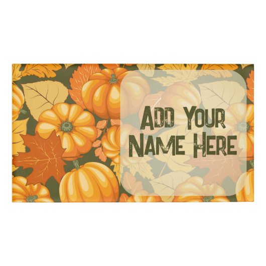 Fall Saison Halloween Pumpkins Muster Namenschild (Vorderseite)