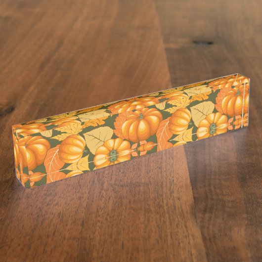 Fall Saison Halloween Pumpkins Muster Namensplakette (Seite)