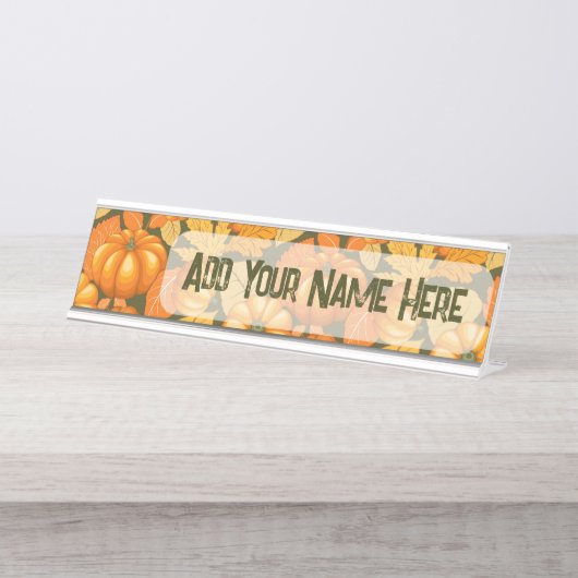 Fall Saison Halloween Pumpkins Muster Schreibtischnamensplakette (Vorderseite )