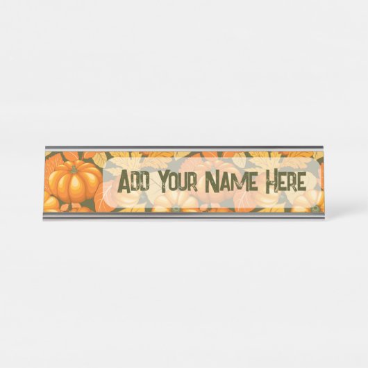 Fall Saison Halloween Pumpkins Muster Schreibtischnamensplakette (Vorderseite )