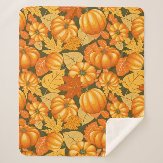 Fall Saison Halloween Pumpkins Muster Sherpadecke (Vorderseite)