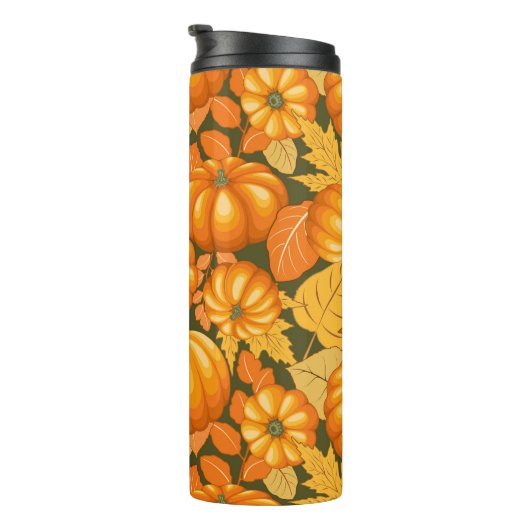 Fall Saison Halloween Pumpkins Muster Thermosbecher (Nach rechts gedreht)