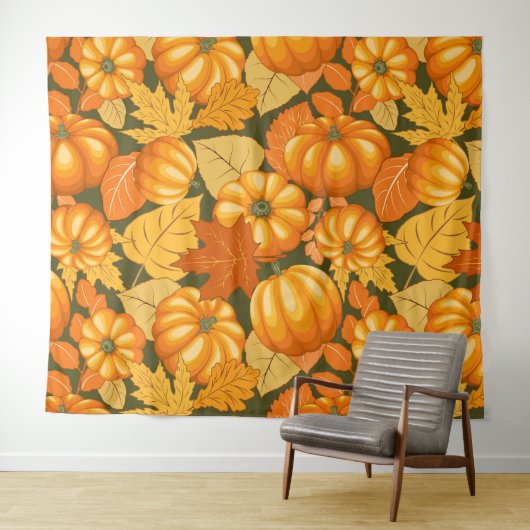 Fall Saison Halloween Pumpkins Muster Wandteppich (Beispiel (Horizontal))