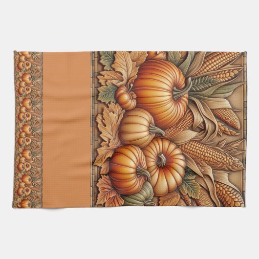 Fall Saison Pumpkins Saisonküche Handtücher (Horizontal)