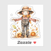 Fall Saison Scarecrow Custom-Cut Vinyl Sticker (Blatt)