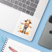 Fall Saison Scarecrow Custom-Cut Vinyl Sticker (Laptop mit iPhone)