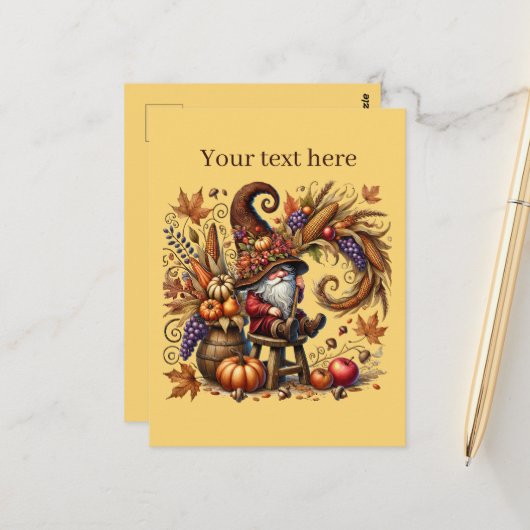 Fall Saisonales Gnome-Party Postkarte (Vorderseite/Rückseite Beispiel)