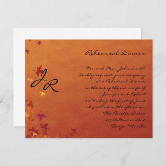 Fall saust Proben-Abendessen Einladung (Vorne/Hinten)