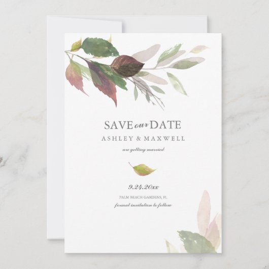 Fall Save the Date Design Hochzeitsankündigung Einladung (Vorderseite)