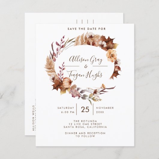 Fall Save the Date Postkarte (Vorne/Hinten)