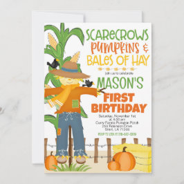 Fall Scarecrow Pumpkin Boy Geburtstag Einladung