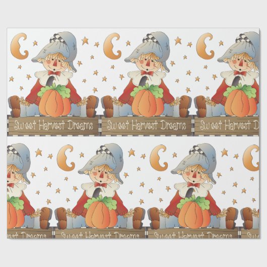 Fall Scarecrow Sweet Harvest Dreams Geschenkpapier (Flach)