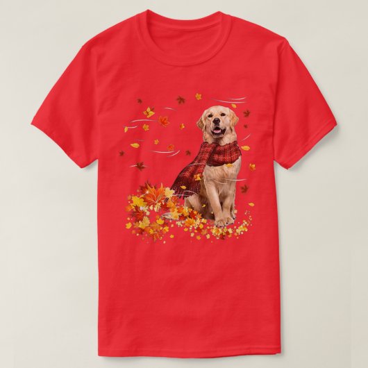 Fall Scarf Golden Retriever Hund Herbst Fallend Le T-Shirt (Design vorne)