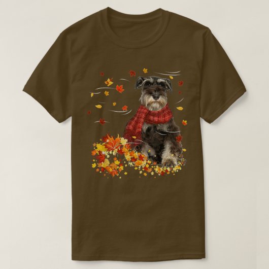 Fall ScarfMiniatur Schnauzer Hund Herbst Herbst He T-Shirt (Design vorne)
