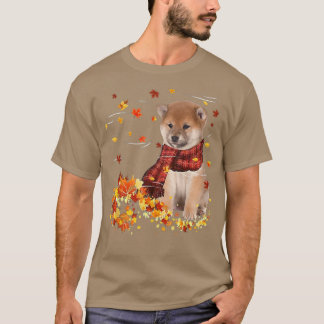 Fall ScarfShiba Inu Hunde Herbst Fallende Blätter T-Shirt