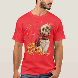 Fall ScarfShih Tzu Herbst Herbst Fallende Blätter T-Shirt