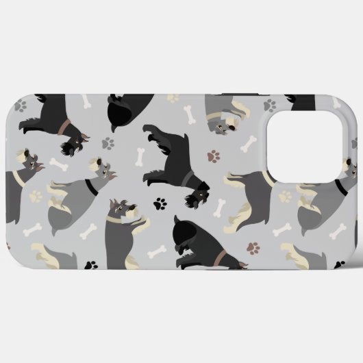 Fall Schnauzer Bones and Paws Case-Mate iPhone Hülle (Rückseite (Horizontal))