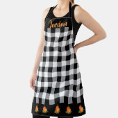 Fall schwarz-weiß Gingham Muster und Kürbis Schürze (InSitu)