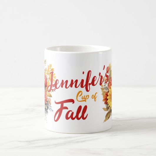 Fall Season Bouquet Individuelle Name Kaffeetasse (Mittel)